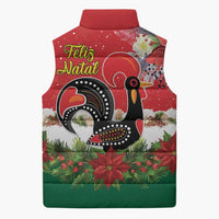 Portugal Christmas Sleeveless Puffer Jacket Rooster of Barcelos Christmas Lightning Art - Wonder Print Shop