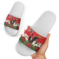 Portugal Christmas Slide Sandals Rooster of Barcelos Christmas Lightning Art - Wonder Print Shop