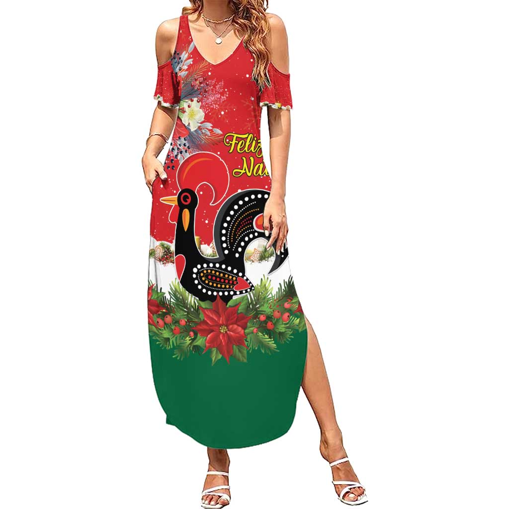 Portugal Christmas Summer Maxi Dress Rooster of Barcelos Christmas Lightning Art - Wonder Print Shop