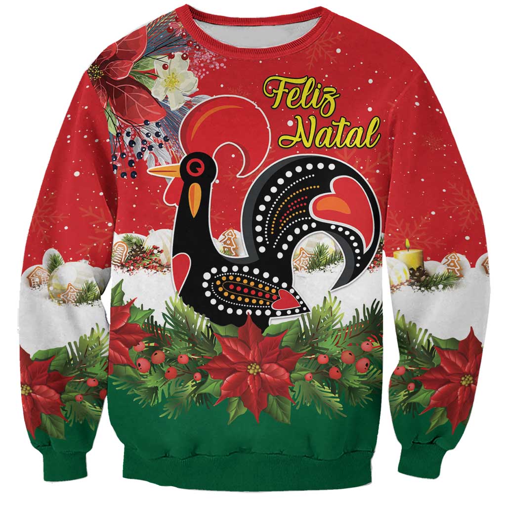 Portugal Christmas Sweatshirt Rooster of Barcelos Christmas Lightning Art - Wonder Print Shop