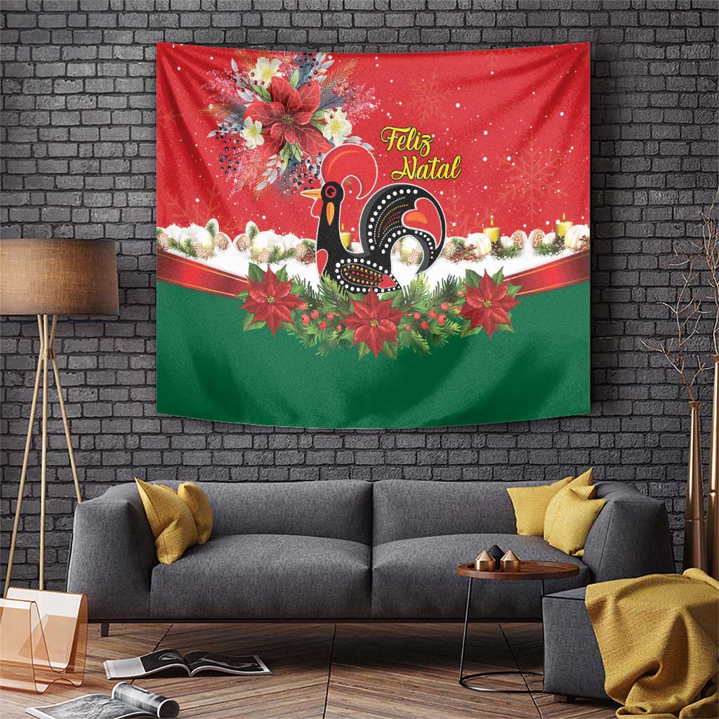 Portugal Christmas Tapestry Rooster of Barcelos Christmas Lightning Art - Wonder Print Shop