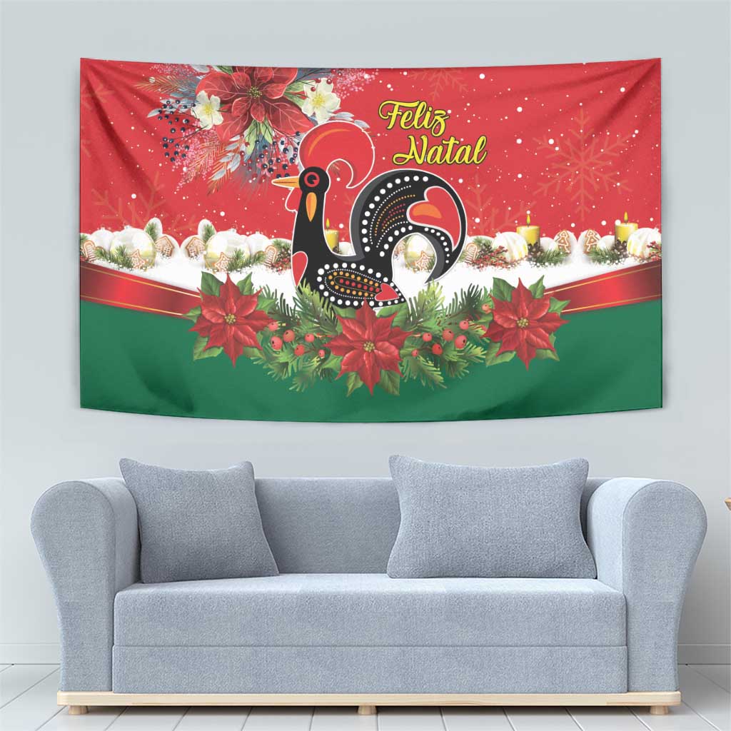 Portugal Christmas Tapestry Rooster of Barcelos Christmas Lightning Art - Wonder Print Shop