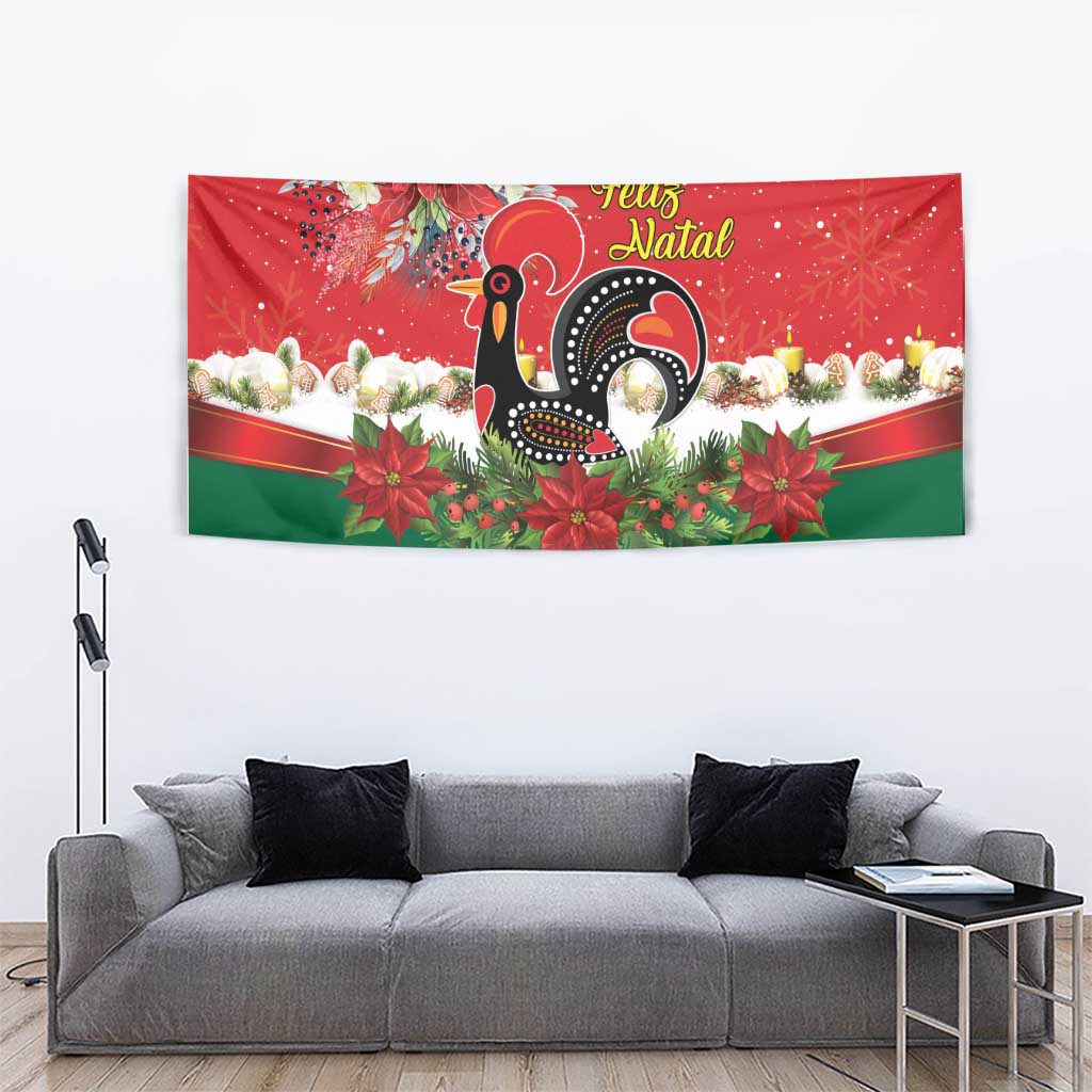 Portugal Christmas Tapestry Rooster of Barcelos Christmas Lightning Art - Wonder Print Shop