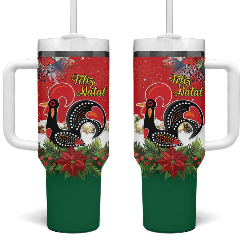 Portugal Christmas Tumbler With Handle Rooster of Barcelos Christmas Lightning Art - Wonder Print Shop