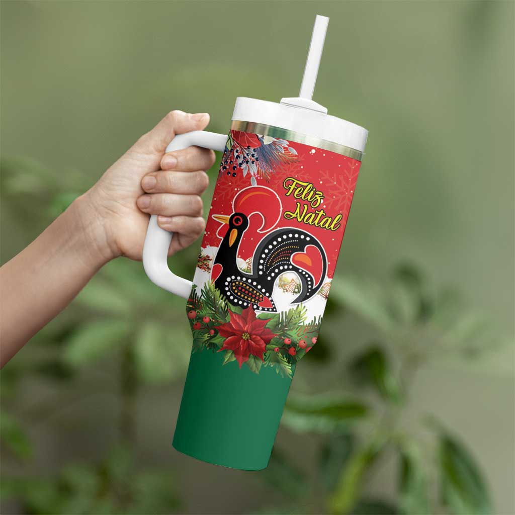 Portugal Christmas Tumbler With Handle Rooster of Barcelos Christmas Lightning Art - Wonder Print Shop