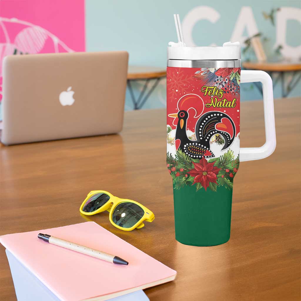 Portugal Christmas Tumbler With Handle Rooster of Barcelos Christmas Lightning Art - Wonder Print Shop