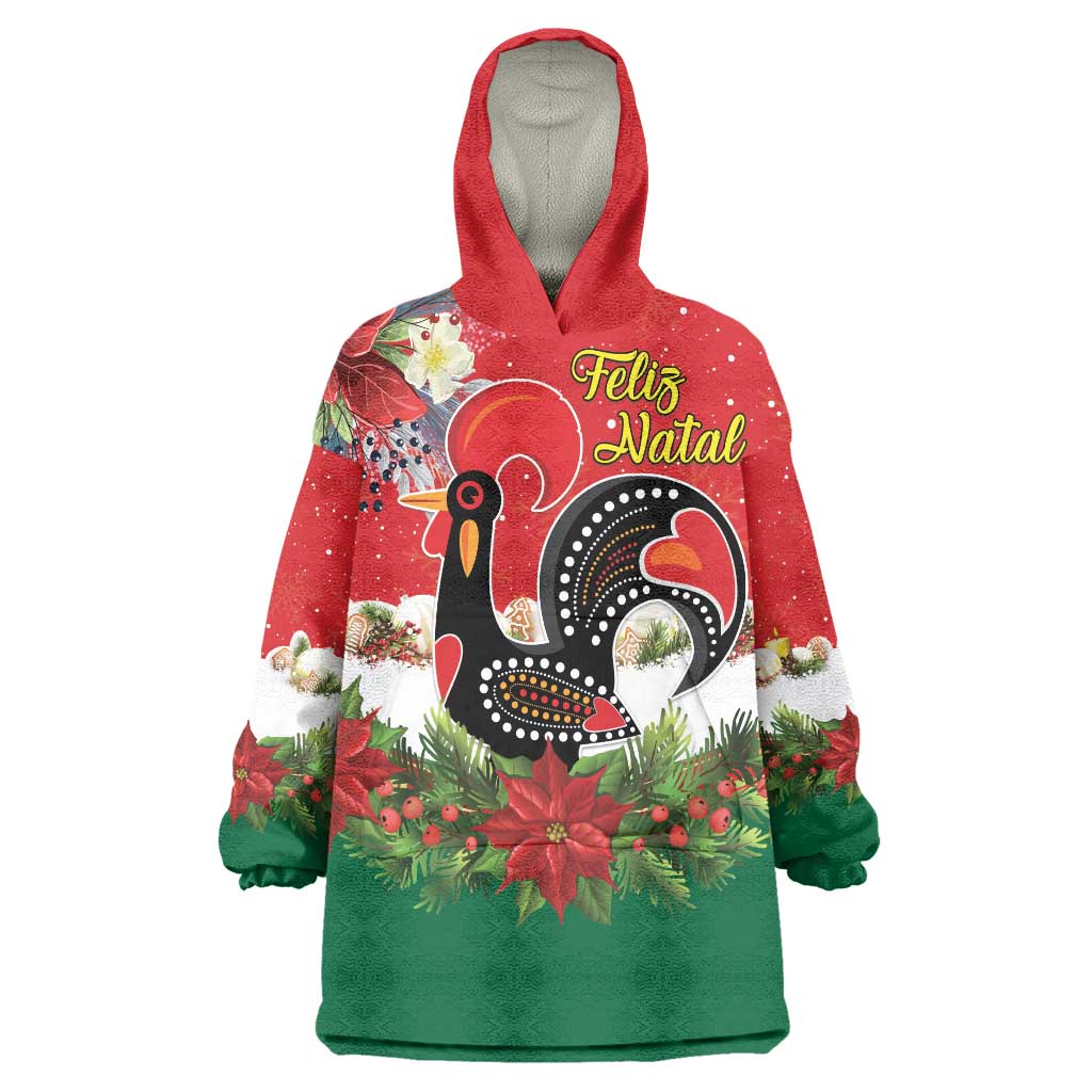 Portugal Christmas Wearable Blanket Hoodie Rooster of Barcelos Christmas Lightning Art - Wonder Print Shop