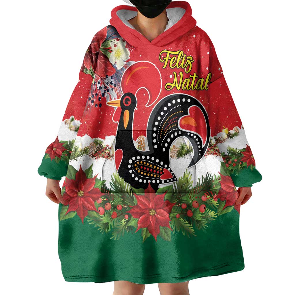 Portugal Christmas Wearable Blanket Hoodie Rooster of Barcelos Christmas Lightning Art - Wonder Print Shop