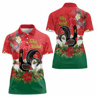 Portugal Christmas Women Polo Shirt Rooster of Barcelos Christmas Lightning Art - Wonder Print Shop