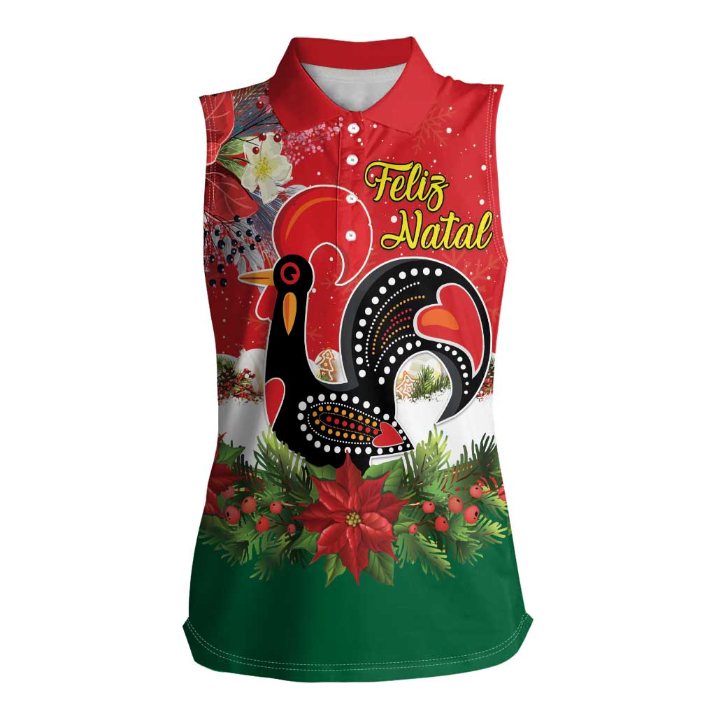 Portugal Christmas Women Sleeveless Polo Shirt Rooster of Barcelos Christmas Lightning Art - Wonder Print Shop