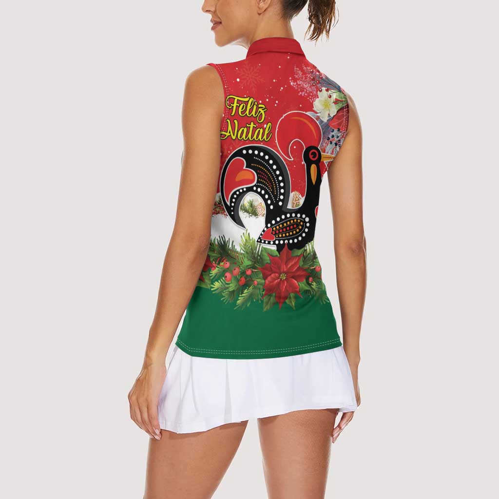 Portugal Christmas Women Sleeveless Polo Shirt Rooster of Barcelos Christmas Lightning Art - Wonder Print Shop