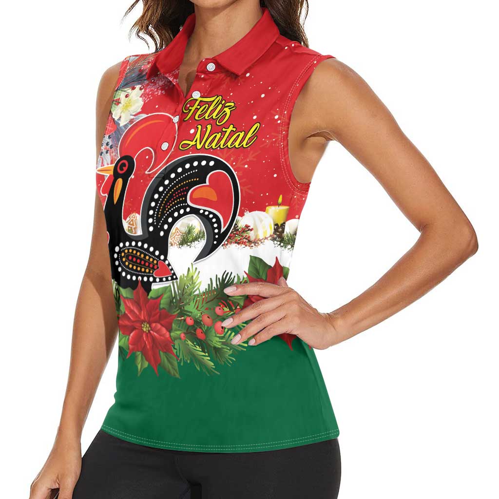 Portugal Christmas Women Sleeveless Polo Shirt Rooster of Barcelos Christmas Lightning Art - Wonder Print Shop