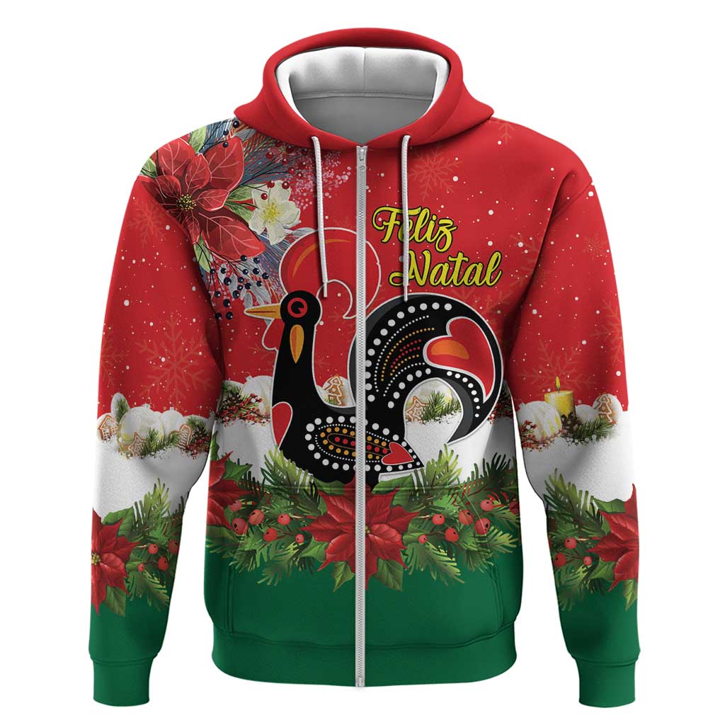 Portugal Christmas Zip Hoodie Rooster of Barcelos Christmas Lightning Art - Wonder Print Shop