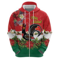 Portugal Christmas Zip Hoodie Rooster of Barcelos Christmas Lightning Art - Wonder Print Shop