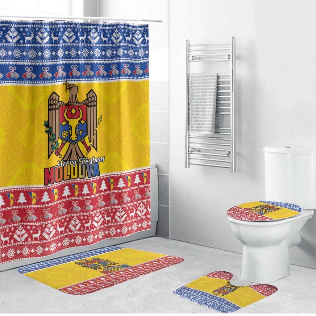 Moldova Christmas Bathroom Set Coat Of Arms Craciun fericit - Wonder Print Shop