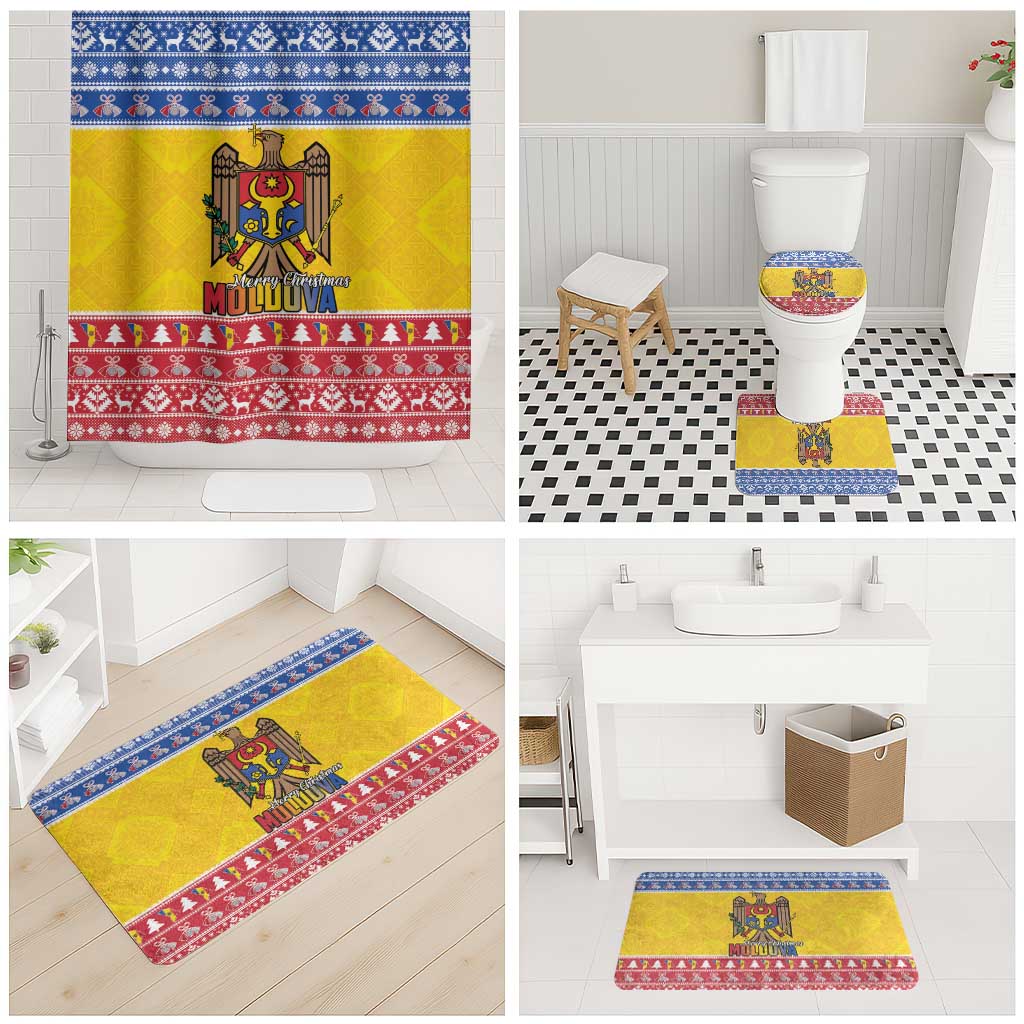 Moldova Christmas Bathroom Set Coat Of Arms Craciun fericit - Wonder Print Shop