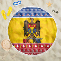 Moldova Christmas Beach Blanket Coat Of Arms Craciun fericit - Wonder Print Shop