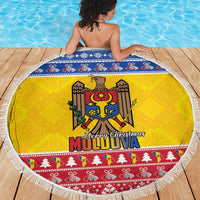 Moldova Christmas Beach Blanket Coat Of Arms Craciun fericit - Wonder Print Shop
