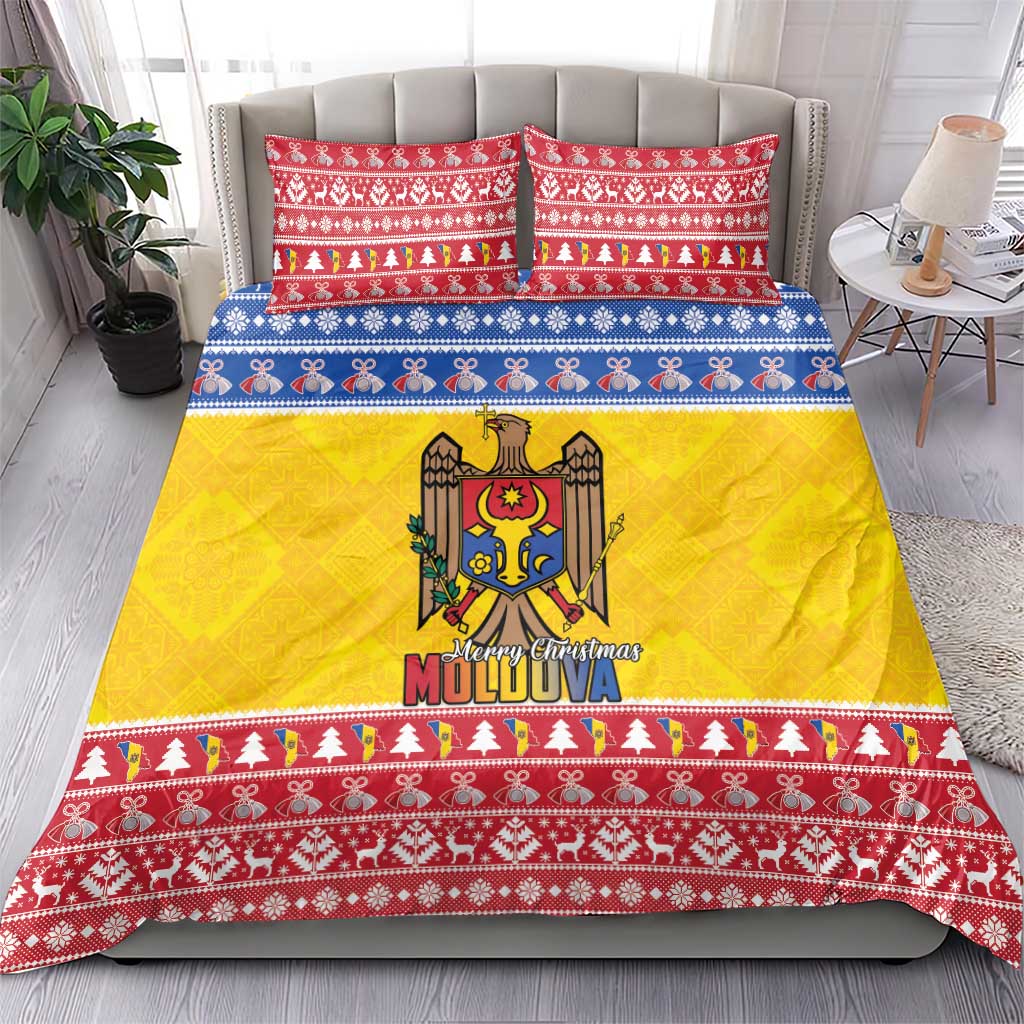 Moldova Christmas Bedding Set Coat Of Arms Craciun fericit - Wonder Print Shop