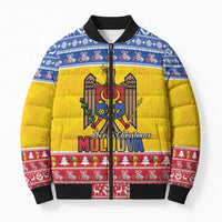 Moldova Christmas Bomber Puffer Jacket Coat Of Arms Craciun fericit - Wonder Print Shop