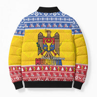 Moldova Christmas Bomber Puffer Jacket Coat Of Arms Craciun fericit - Wonder Print Shop