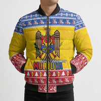 Moldova Christmas Bomber Puffer Jacket Coat Of Arms Craciun fericit - Wonder Print Shop