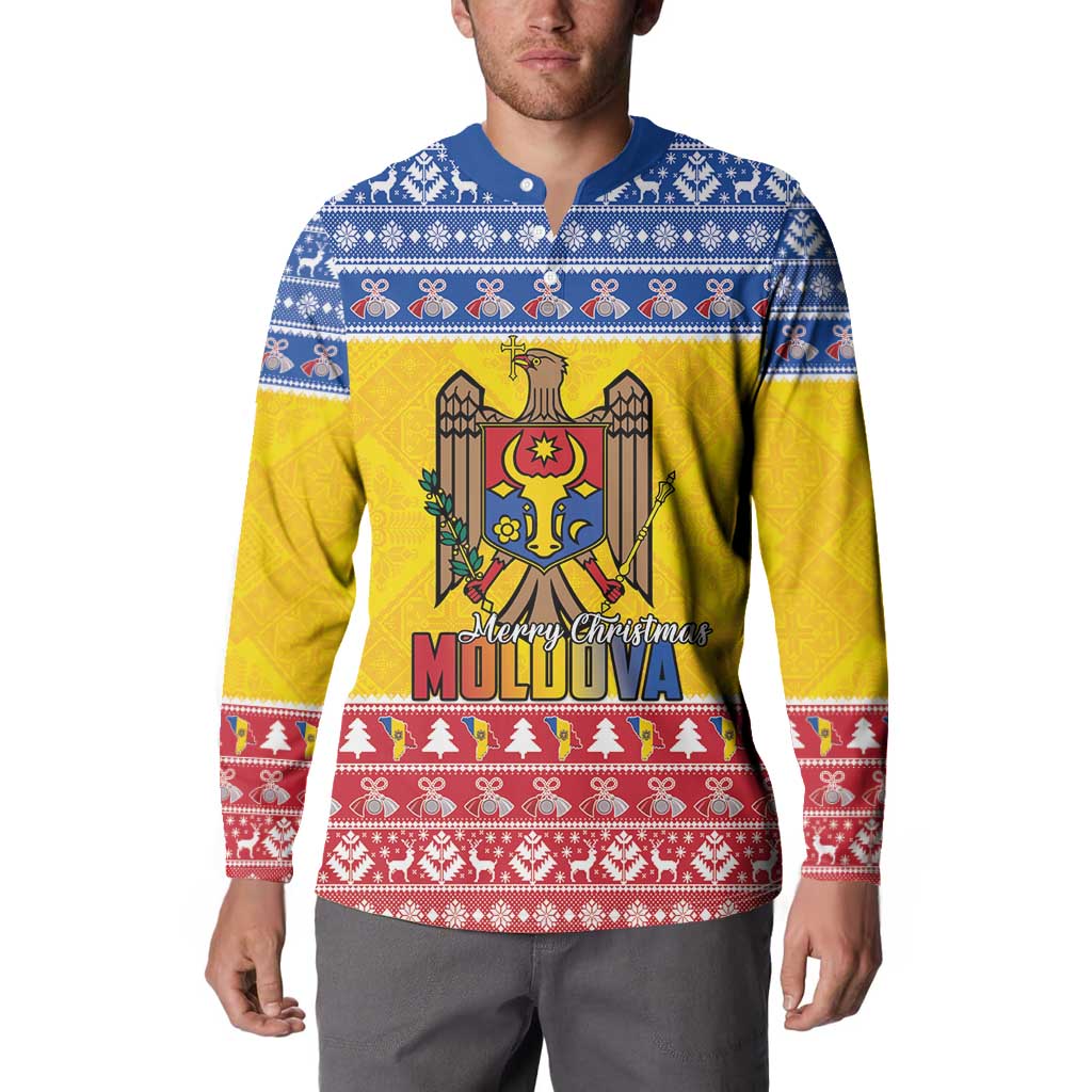 Moldova Christmas Button Sweatshirt Coat Of Arms Craciun fericit - Wonder Print Shop