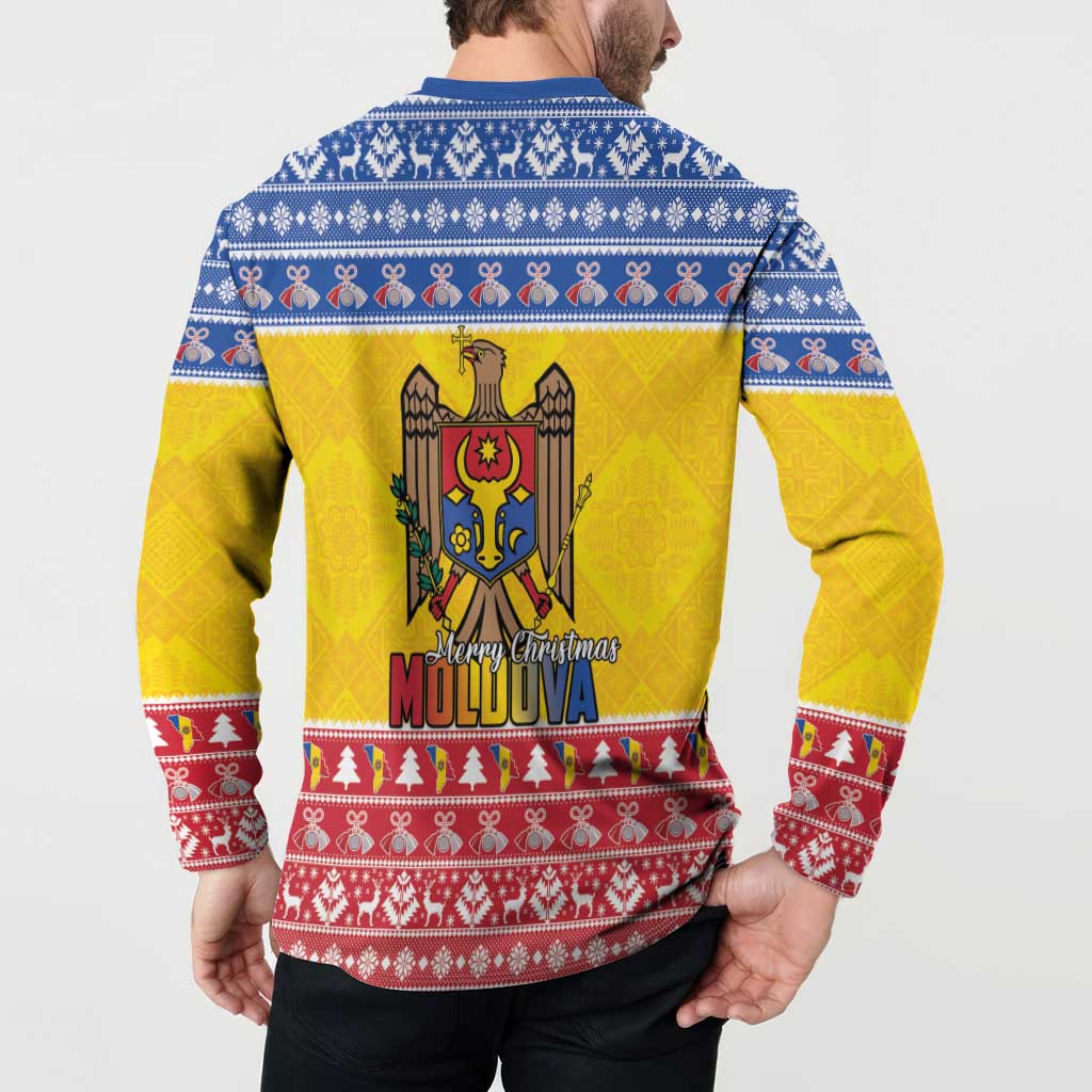 Moldova Christmas Button Sweatshirt Coat Of Arms Craciun fericit - Wonder Print Shop