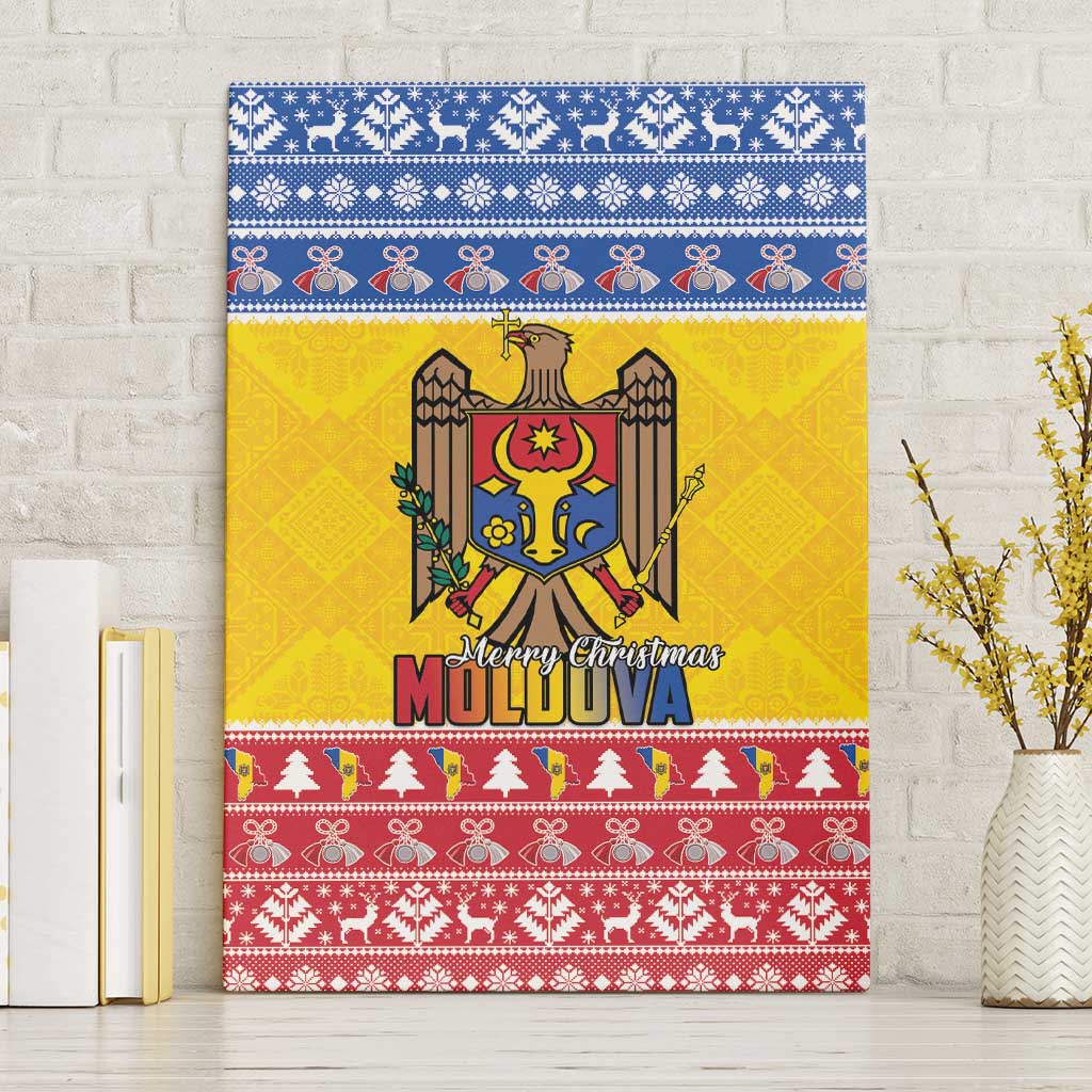 Moldova Christmas Canvas Wall Art Coat Of Arms Craciun fericit - Wonder Print Shop