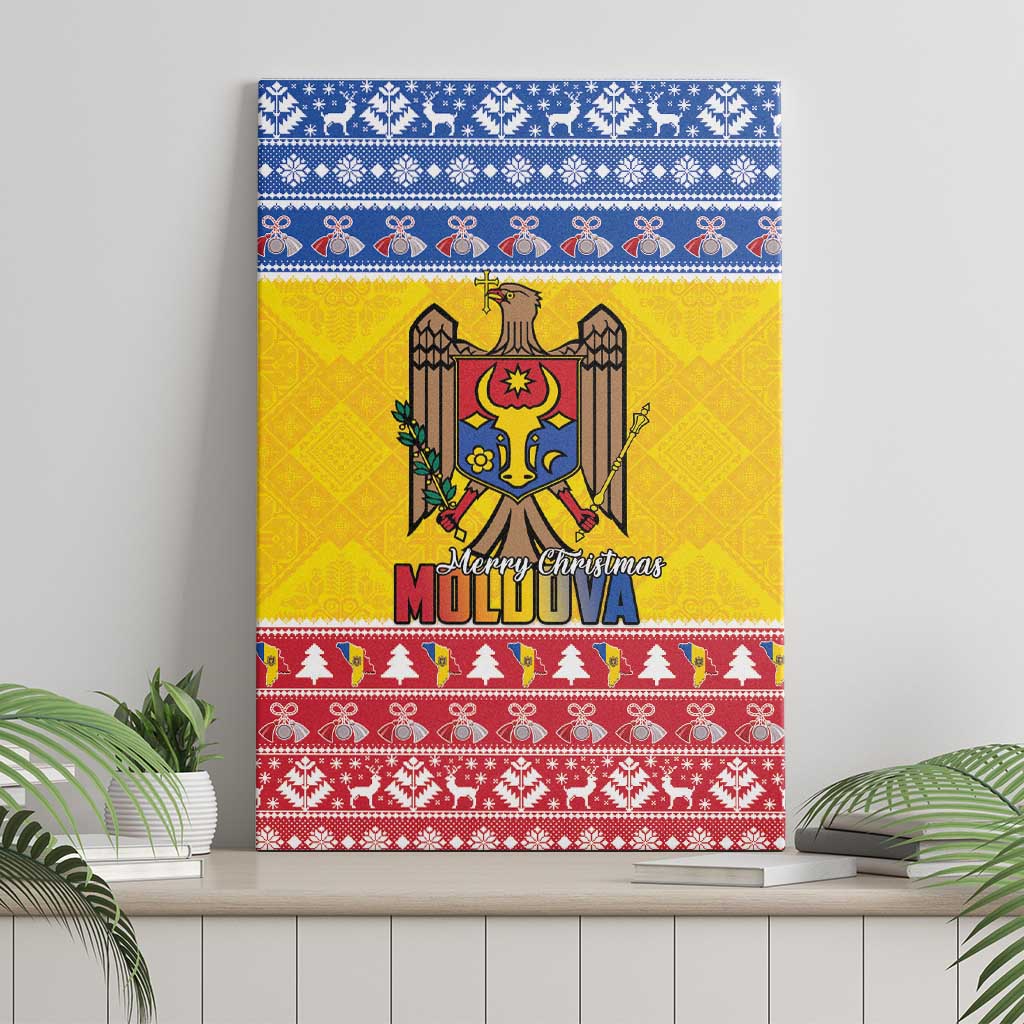 Moldova Christmas Canvas Wall Art Coat Of Arms Craciun fericit - Wonder Print Shop