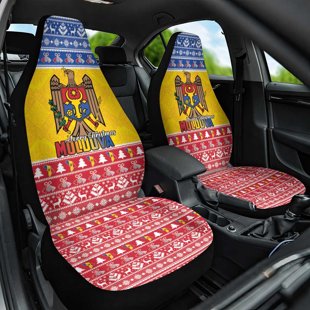 Moldova Christmas Car Seat Cover Coat Of Arms Craciun fericit - Wonder Print Shop