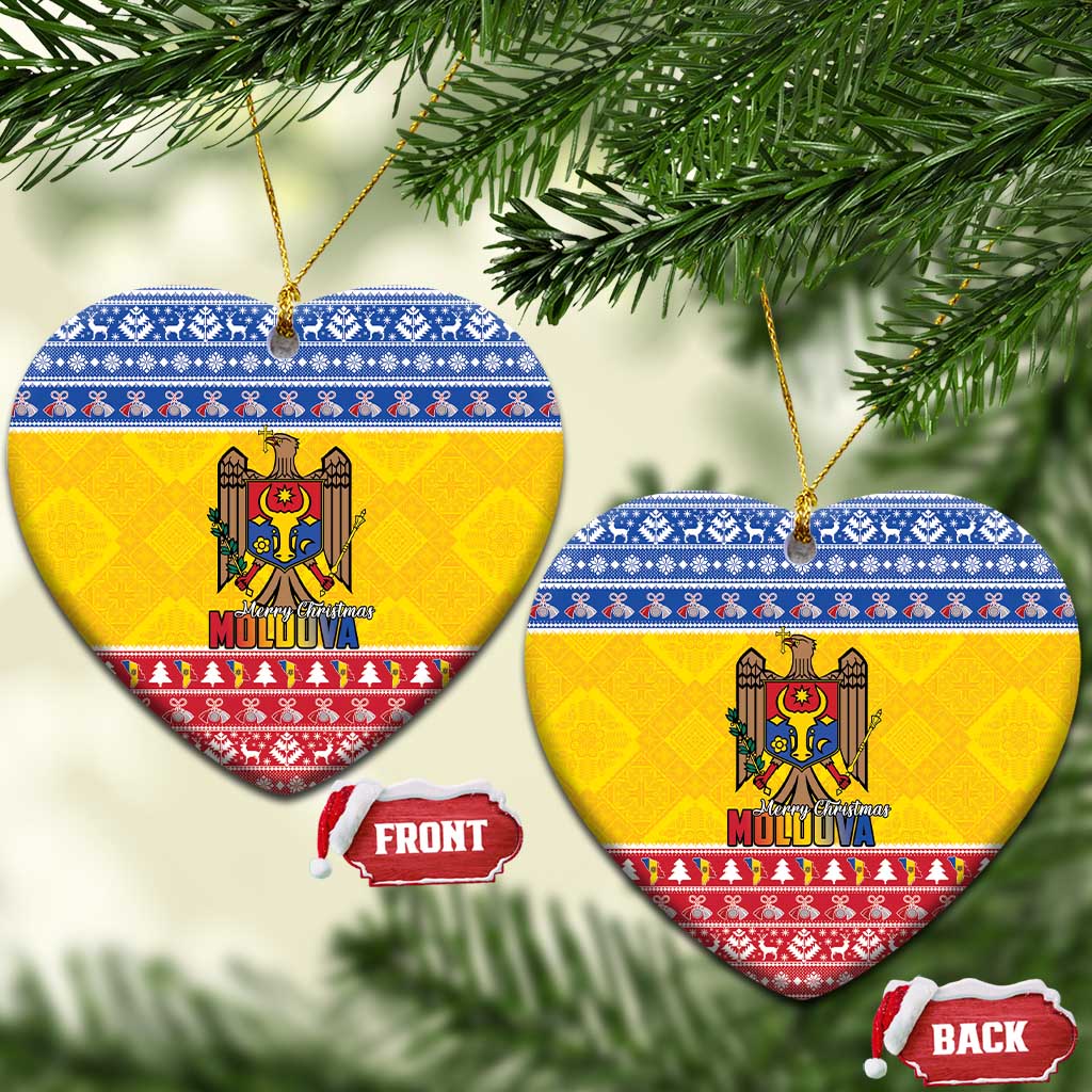Moldova Christmas Ceramic Ornament Coat Of Arms Craciun fericit - Wonder Print Shop