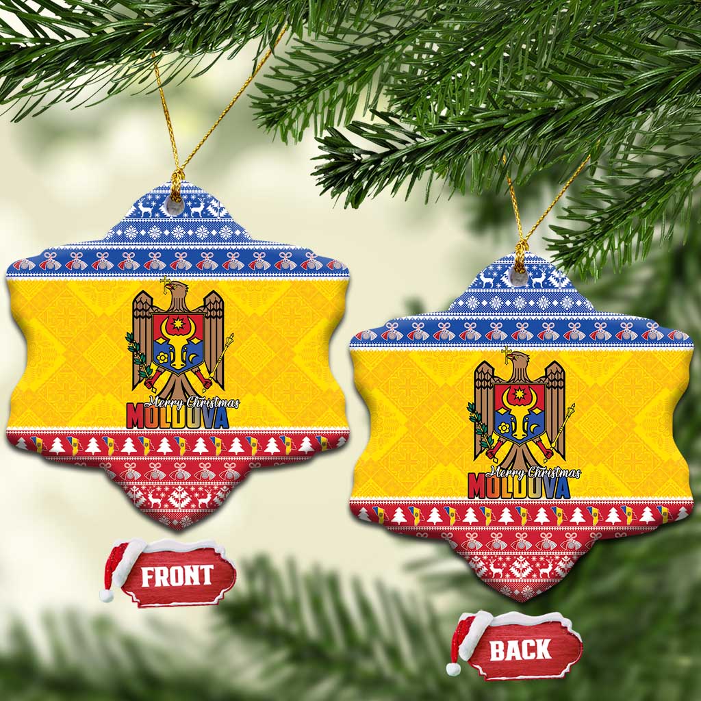 Moldova Christmas Ceramic Ornament Coat Of Arms Craciun fericit - Wonder Print Shop