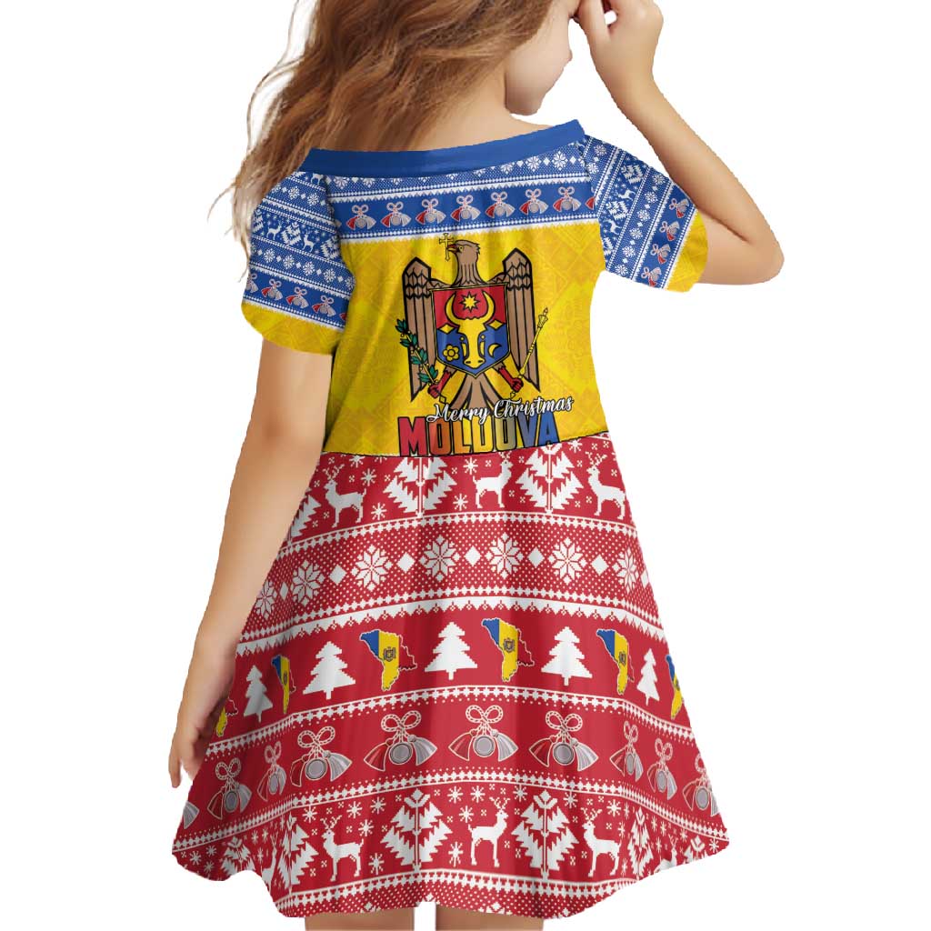 Moldova Christmas Family Matching Long Sleeve Bodycon Dress and Hawaiian Shirt Coat Of Arms Craciun fericit - Wonder Print Shop