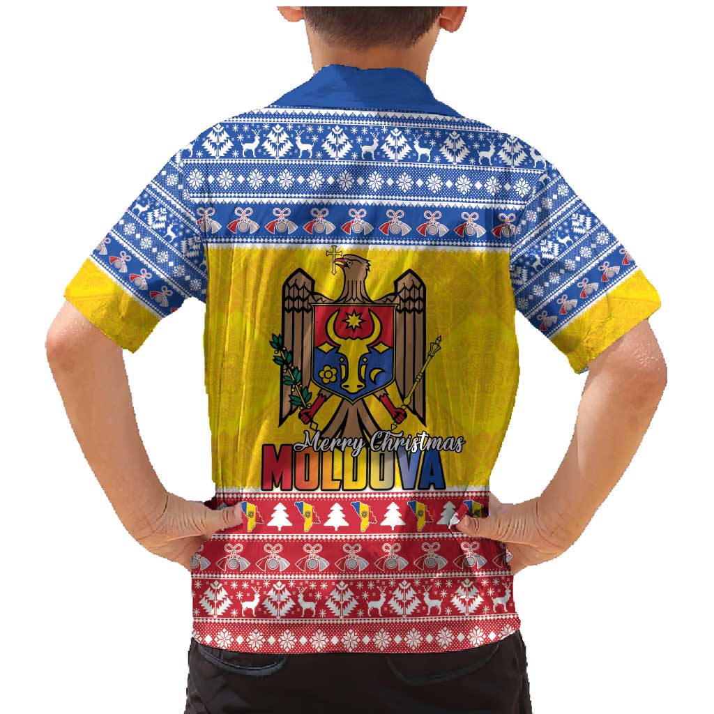 Moldova Christmas Family Matching Mermaid Dress and Hawaiian Shirt Coat Of Arms Craciun fericit - Wonder Print Shop