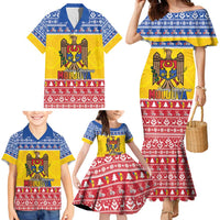 Moldova Christmas Family Matching Mermaid Dress and Hawaiian Shirt Coat Of Arms Craciun fericit - Wonder Print Shop