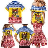 Moldova Christmas Family Matching Mermaid Dress and Hawaiian Shirt Coat Of Arms Craciun fericit - Wonder Print Shop