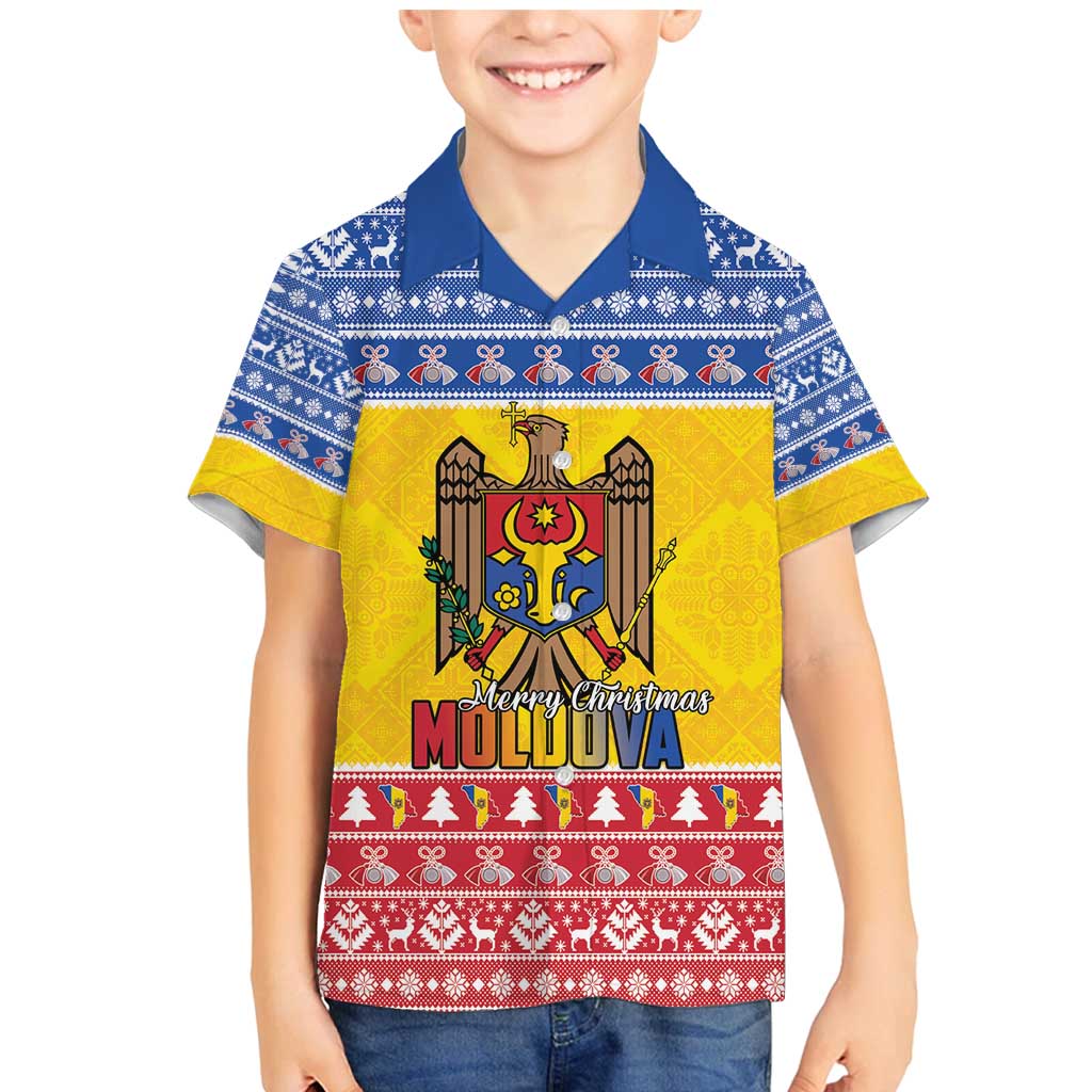 Moldova Christmas Family Matching Mermaid Dress and Hawaiian Shirt Coat Of Arms Craciun fericit - Wonder Print Shop