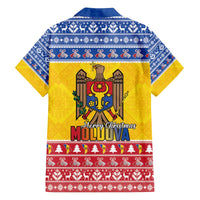Moldova Christmas Family Matching Off The Shoulder Long Sleeve Dress and Hawaiian Shirt Coat Of Arms Craciun fericit - Wonder Print Shop