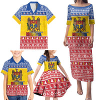 Moldova Christmas Family Matching Puletasi and Hawaiian Shirt Coat Of Arms Craciun fericit - Wonder Print Shop