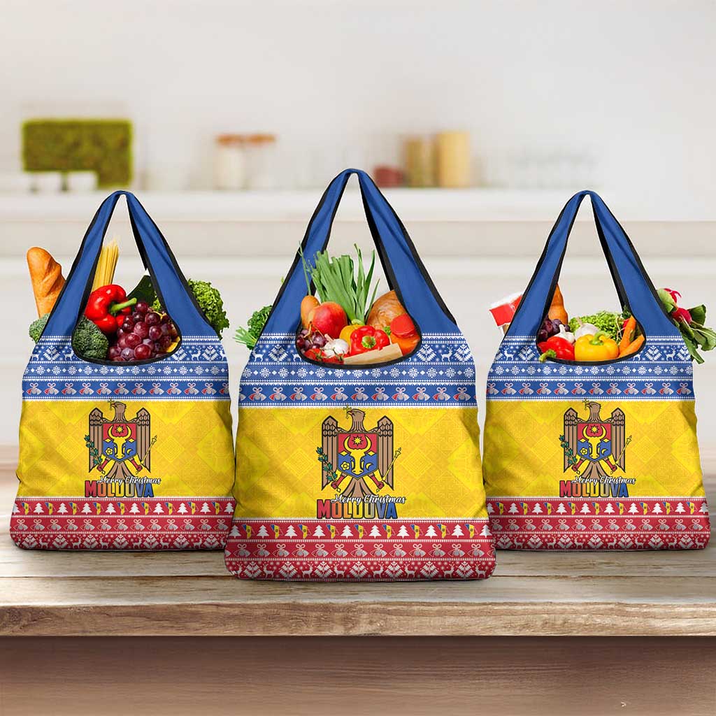 Moldova Christmas Grocery Bag Coat Of Arms Craciun fericit - Wonder Print Shop