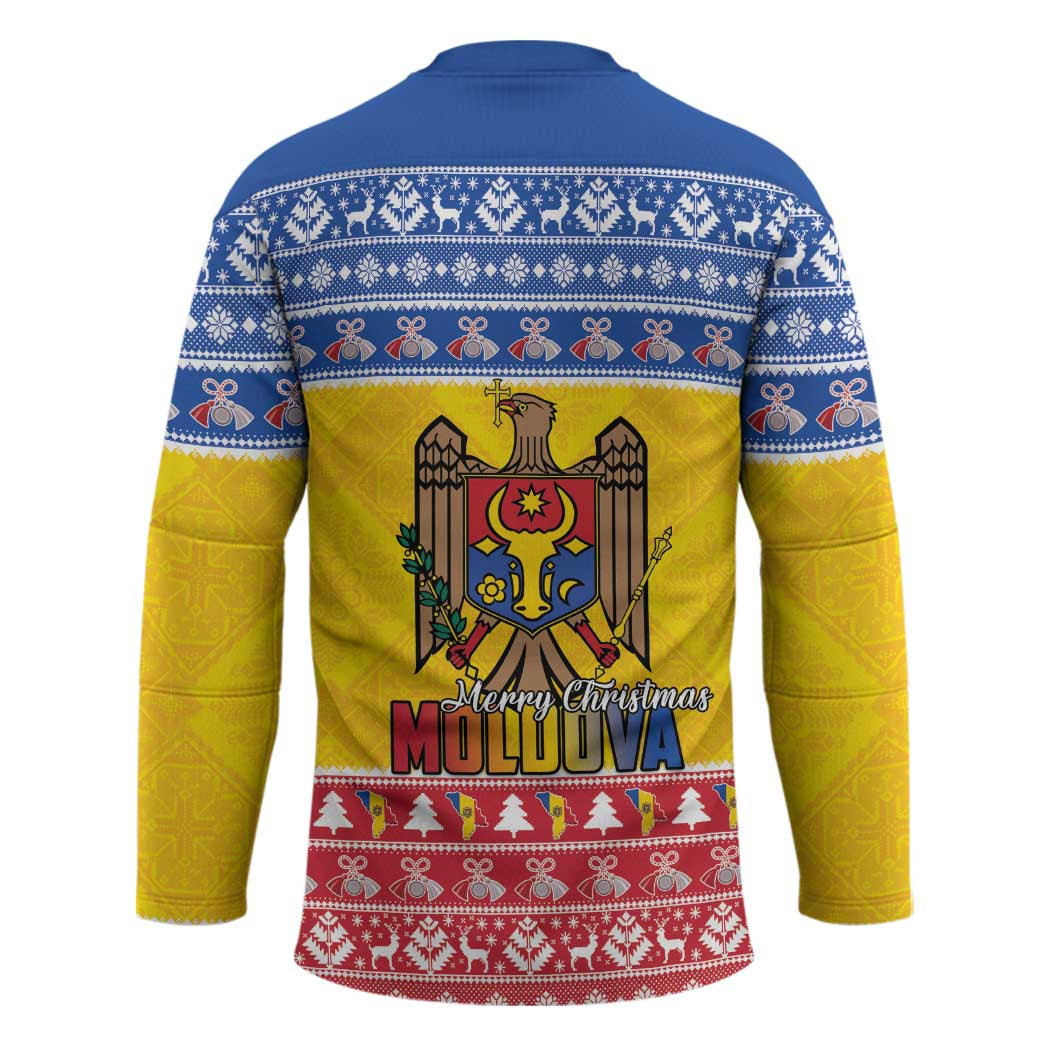 Moldova Christmas Hockey Jersey Coat Of Arms Craciun fericit - Wonder Print Shop