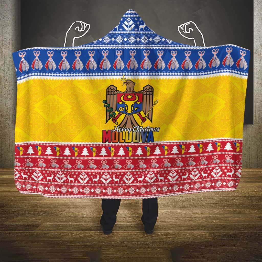 Moldova Christmas Hooded Blanket Coat Of Arms Craciun fericit - Wonder Print Shop