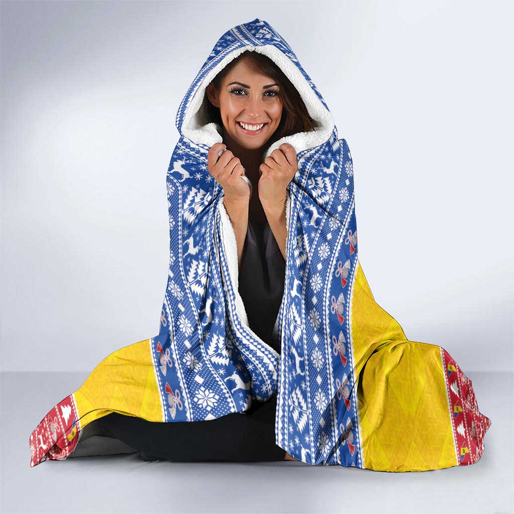 Moldova Christmas Hooded Blanket Coat Of Arms Craciun fericit - Wonder Print Shop
