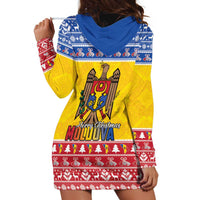 Moldova Christmas Hoodie Dress Coat Of Arms Craciun fericit - Wonder Print Shop