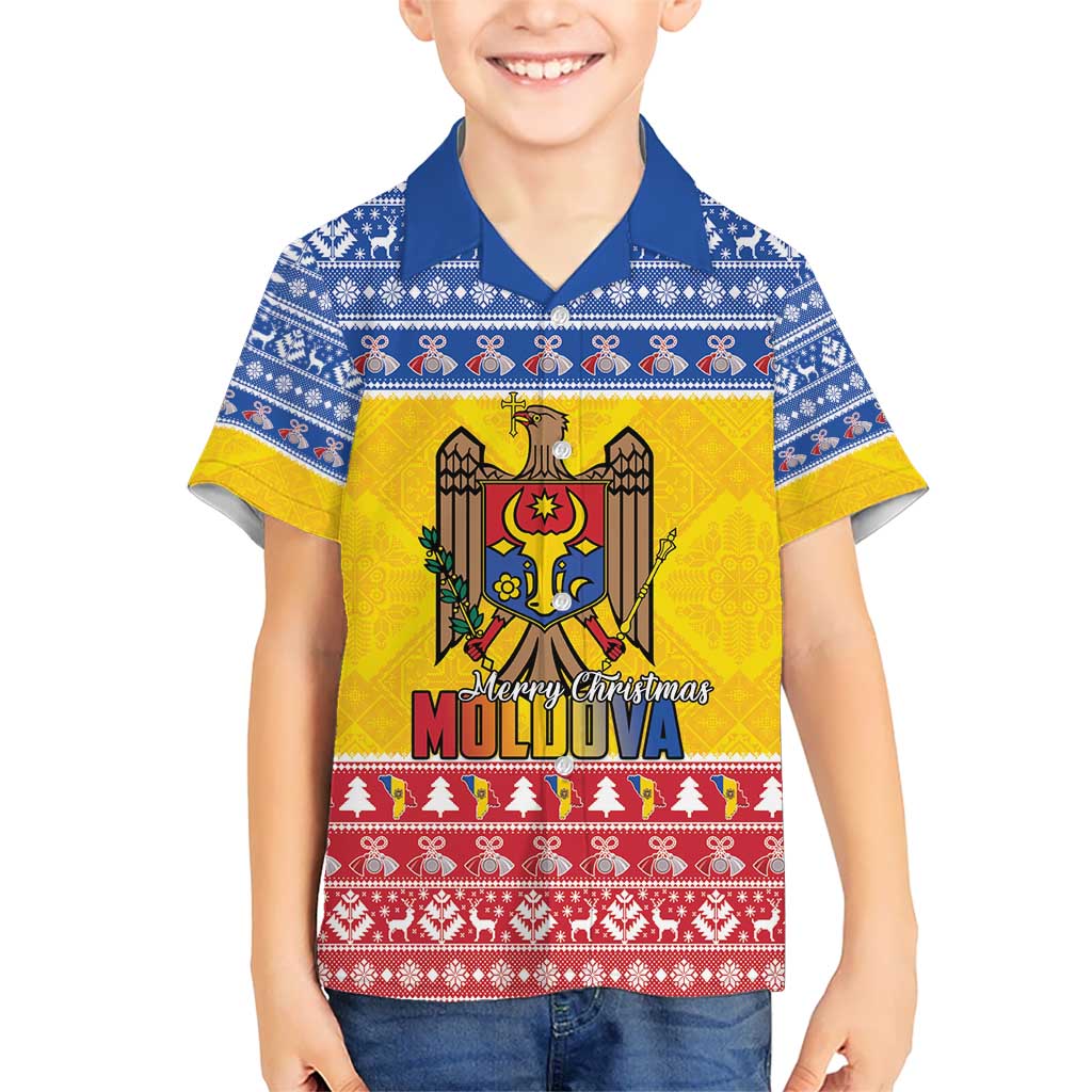 Moldova Christmas Kid Hawaiian Shirt Coat Of Arms Craciun fericit - Wonder Print Shop