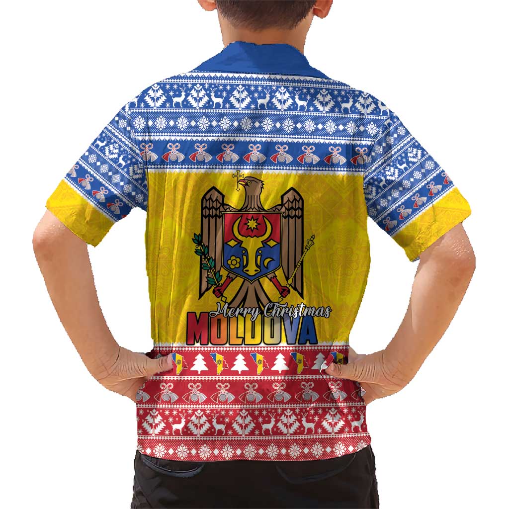 Moldova Christmas Kid Hawaiian Shirt Coat Of Arms Craciun fericit - Wonder Print Shop