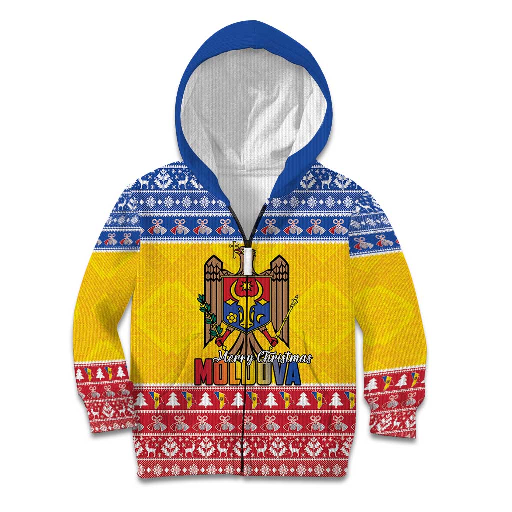 Moldova Christmas Kid Hoodie Coat Of Arms Craciun fericit - Wonder Print Shop