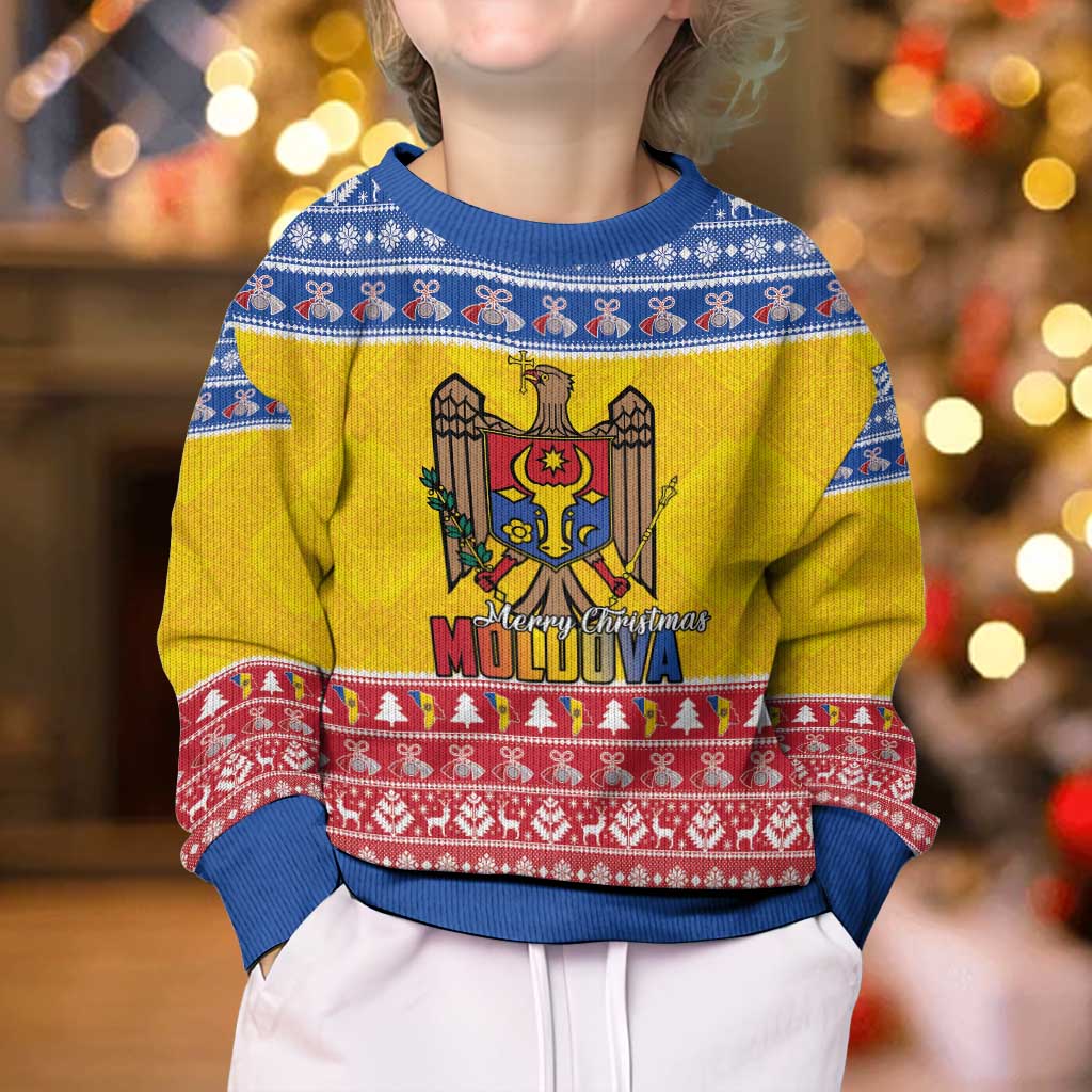 Moldova Christmas Kid Ugly Christmas Sweater Coat Of Arms Craciun fericit - Wonder Print Shop