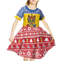 Moldova Christmas Kid Short Sleeve Dress Coat Of Arms Craciun fericit - Wonder Print Shop